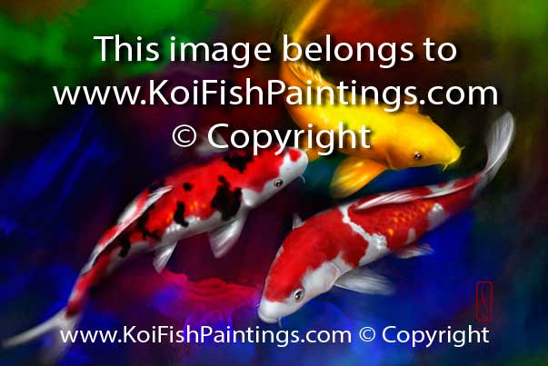 3 Koi Fish Paintings for Vitality