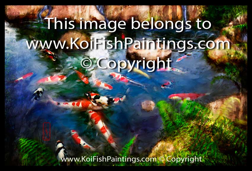 18 Koi Fish Paintings Feng-Shui Canvas Prints